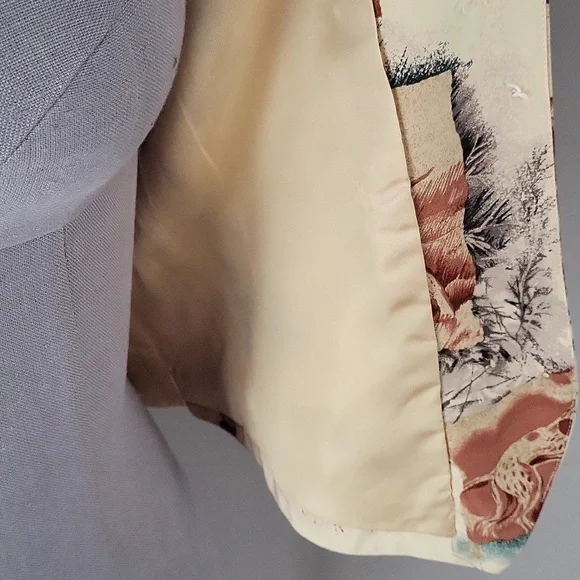 Vintage Liz Claiborne Wildlife Scene Silk Button Front Vest - Picture 7 of 9